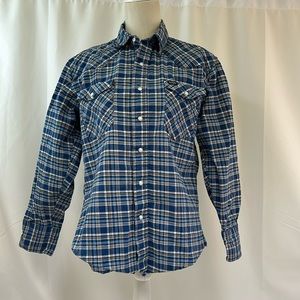 Wrangler Mens Plaid Lightweight Jacket with Pearl Snaps Size Medium